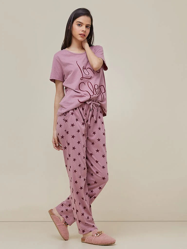 BEIGE LOVE SLEEP PRINTED PJ SET Regular price