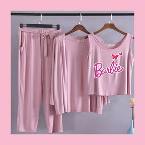 Pink Barbie Women 3pcs Night Suit set