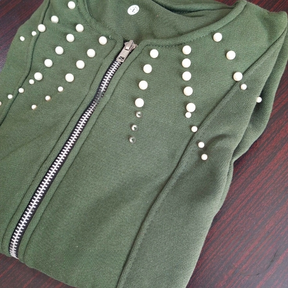 Green Pearl Zipper Jacket