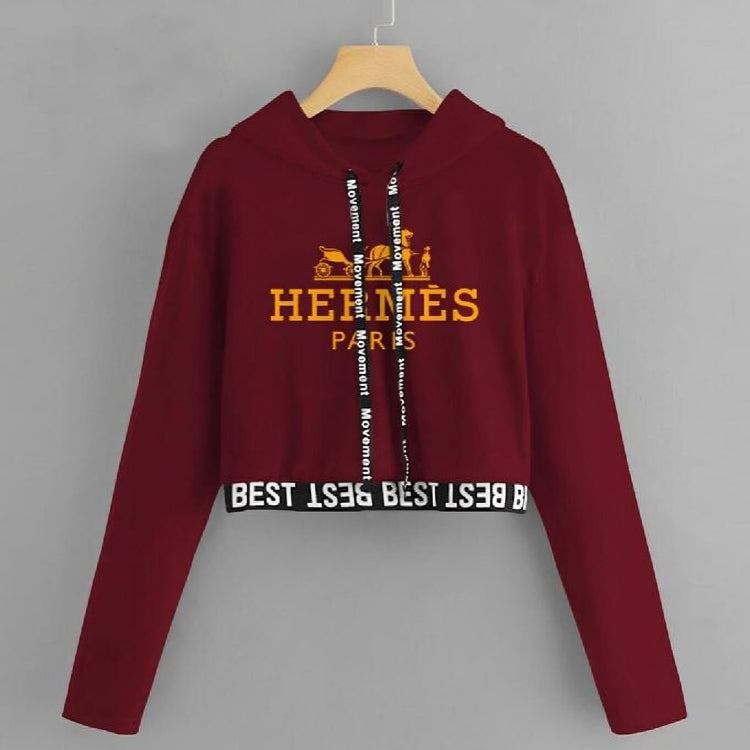 MAROON HERMES CROP TOP PULLOVER