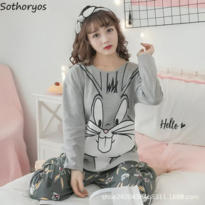 GREY BUGS BUNNY PRINTED NIGHT SUIT