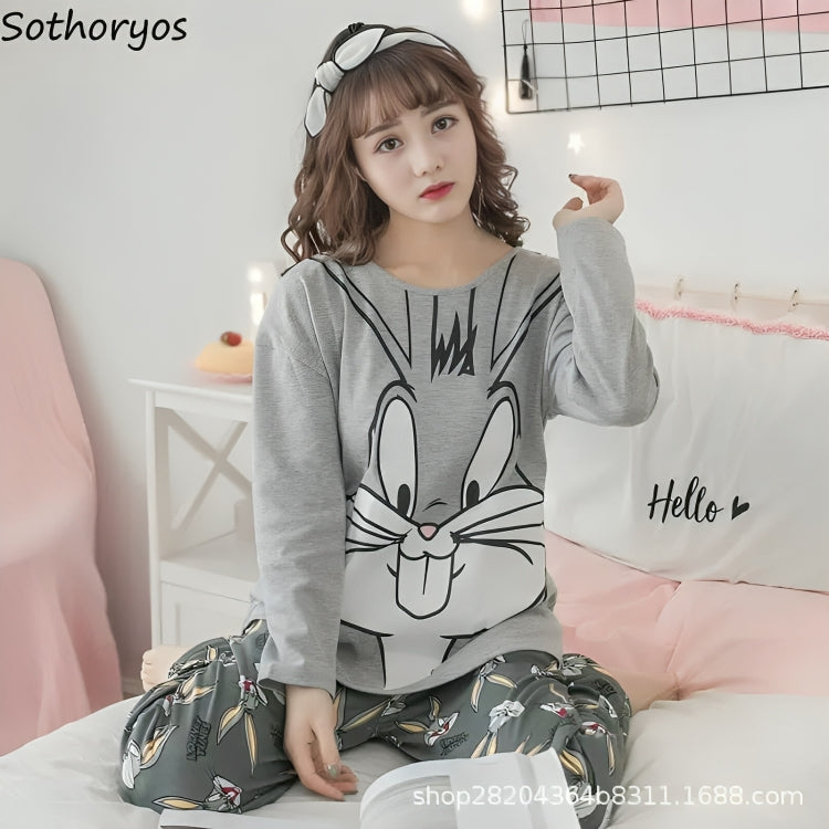 GREY BUGS BUNNY PRINTED NIGHT SUIT