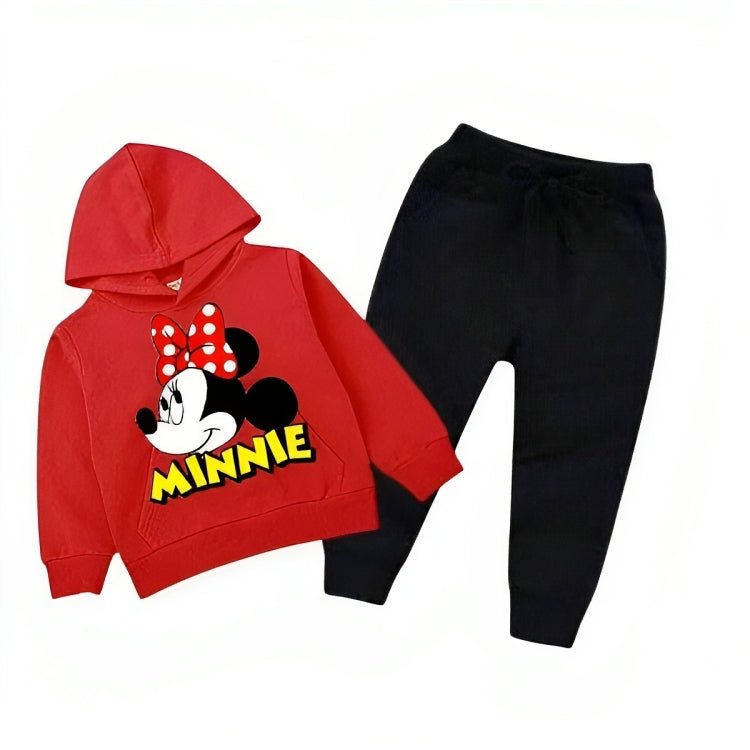 Red Minnie Printed Kids Hoodie Set