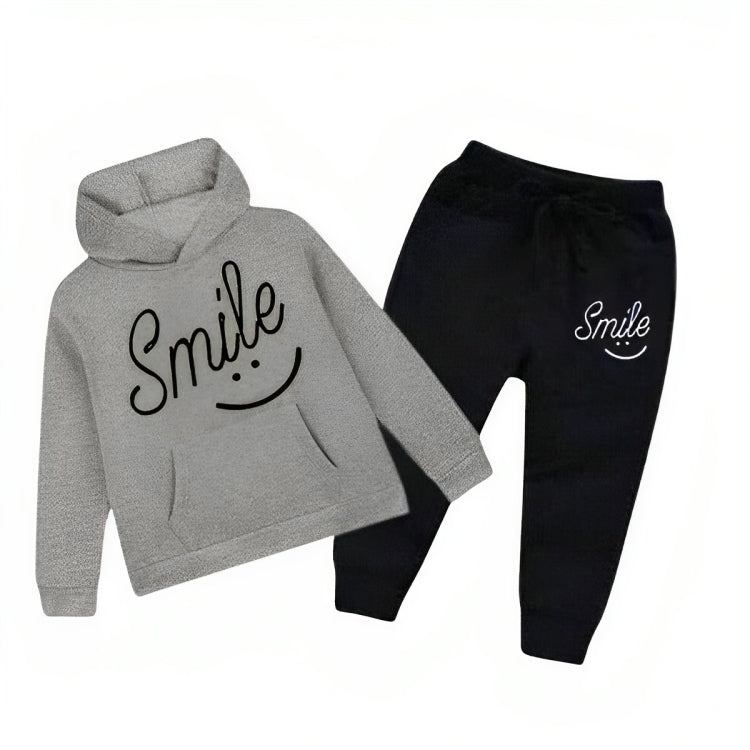 Grey Smile Printed Kids Hoodie Set