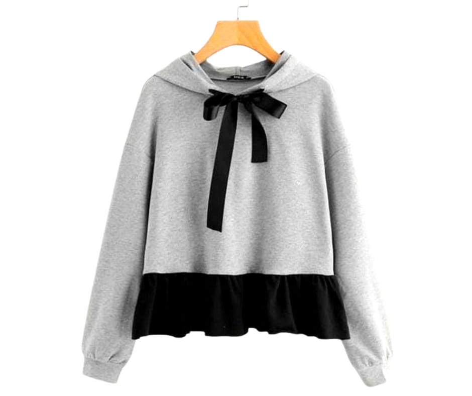 Women Ribbon Tie Style Hoodie