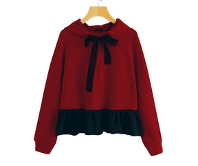 Women Ribbon Tie Style Hoodie