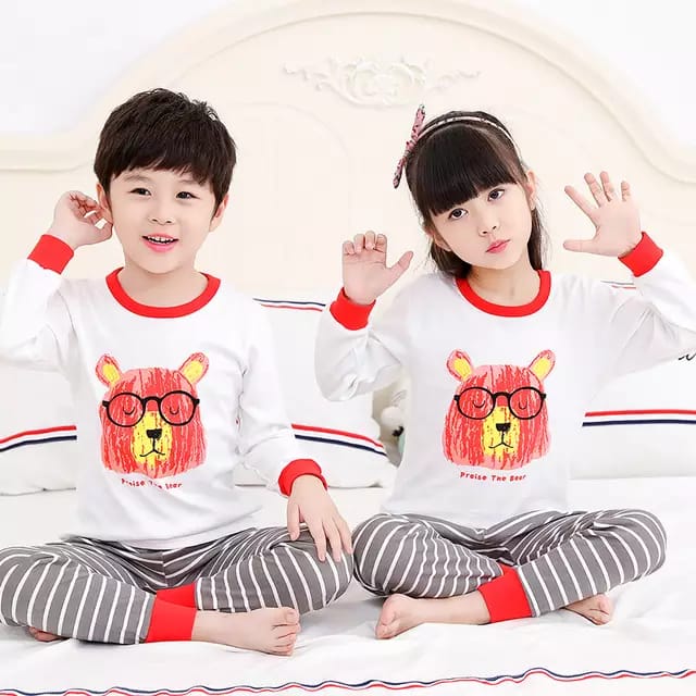 White Tree Bear Printed Kids Wear